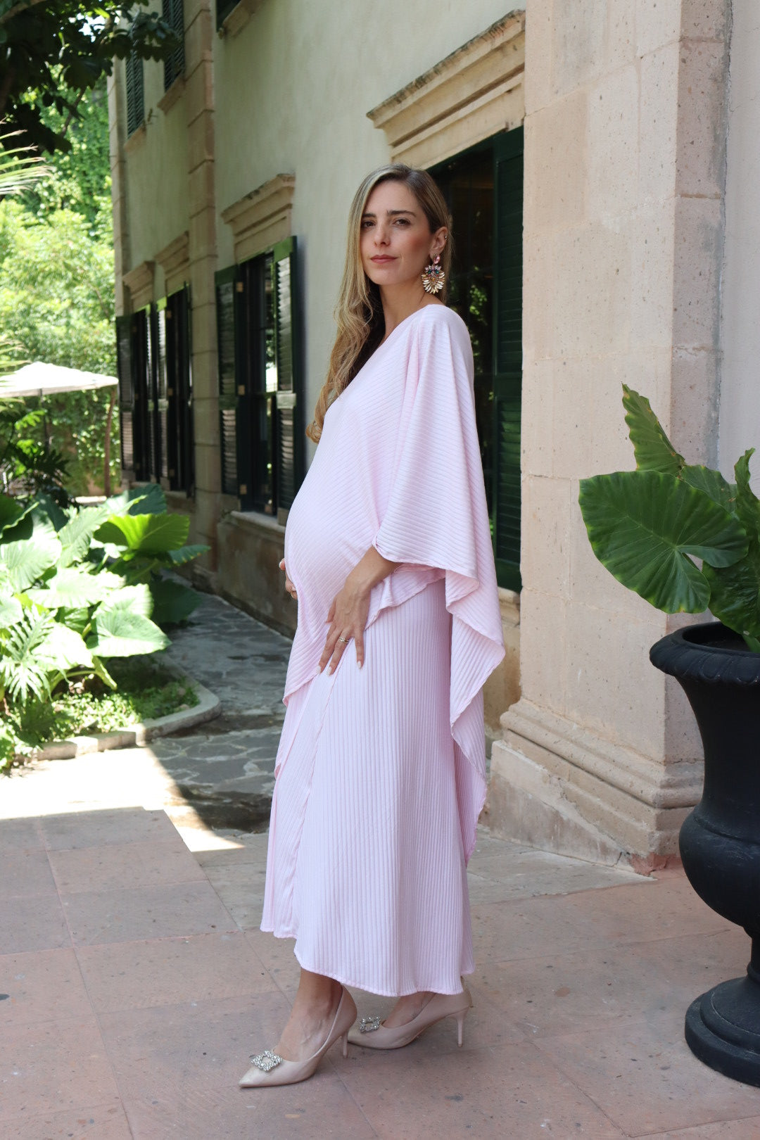 Vestido de maternidad Ilya rosa franjas