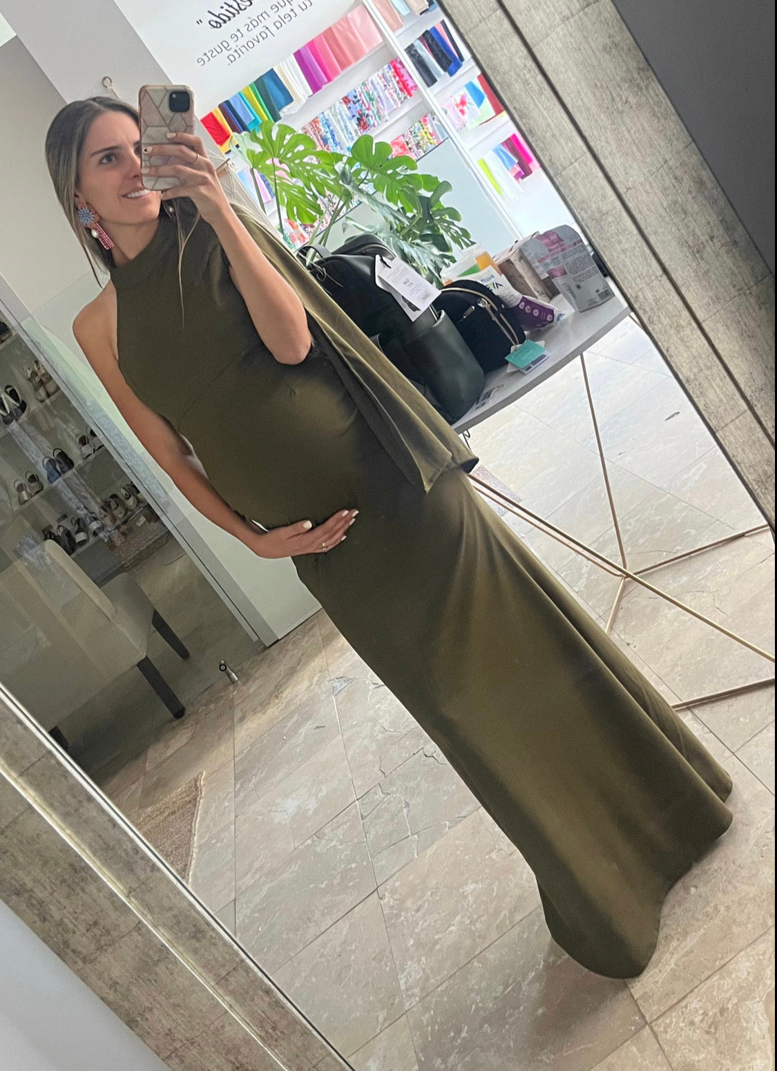 Vestido de maternidad Carola, verde olivo Ponti Roma CH-M-G- XG