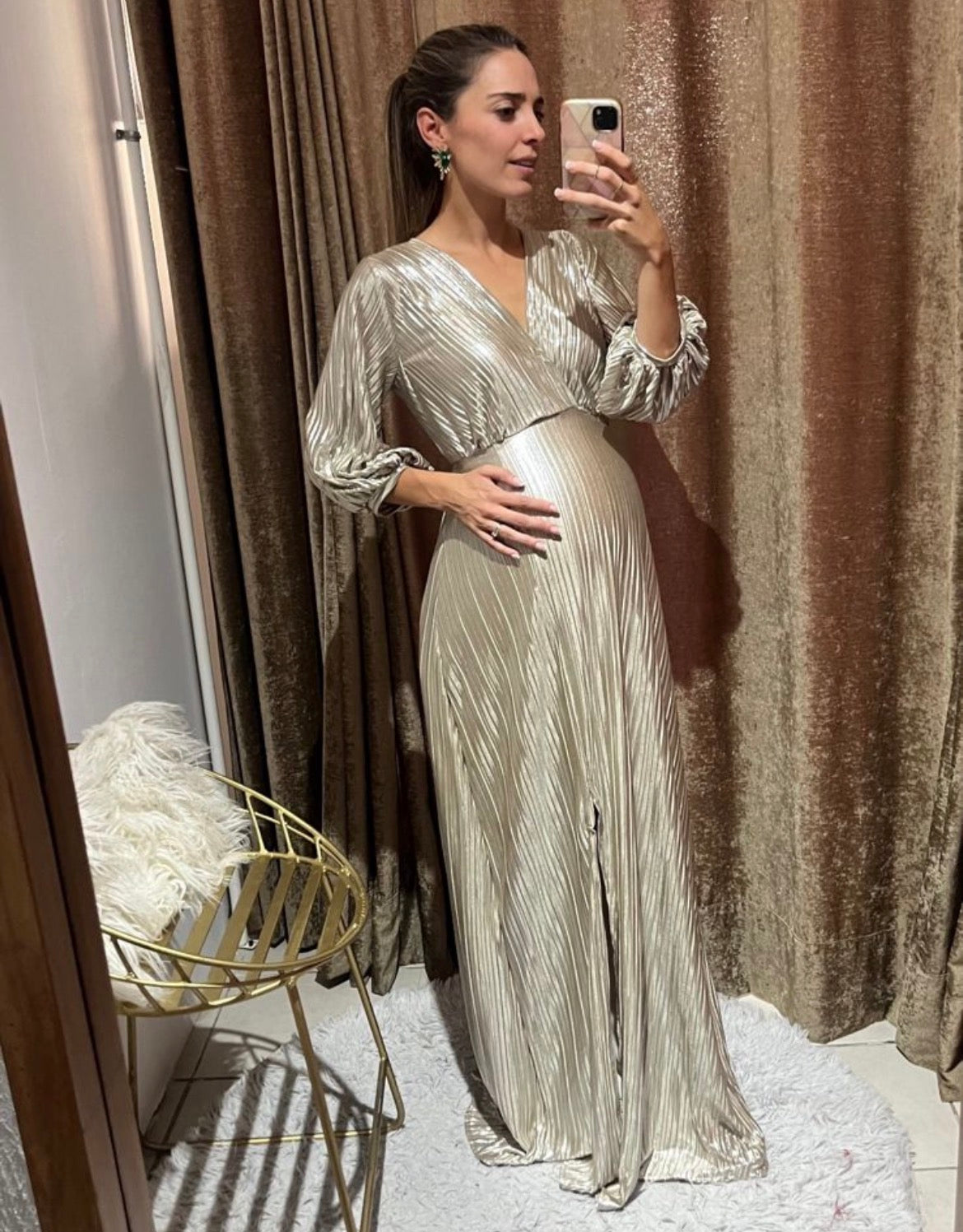 Vestido de maternidad, Nicole dorado CH y XG