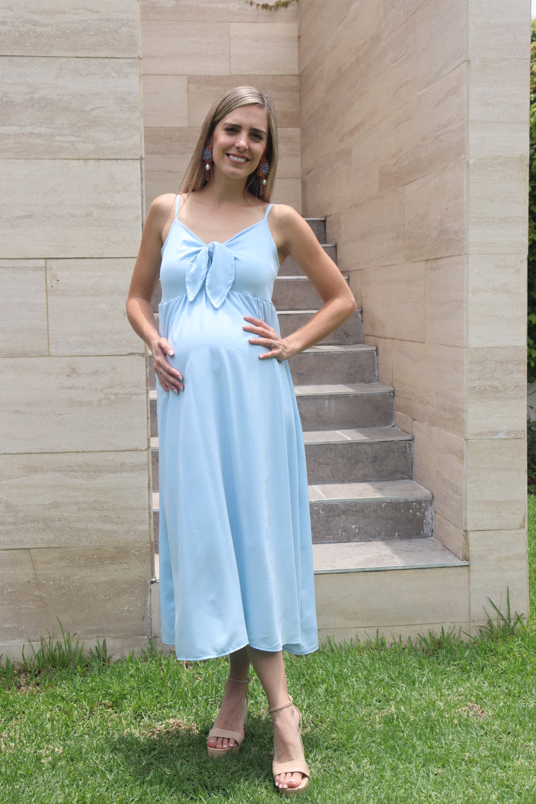 Vestido Manuela de maternidad y lactancia, azul Madrid