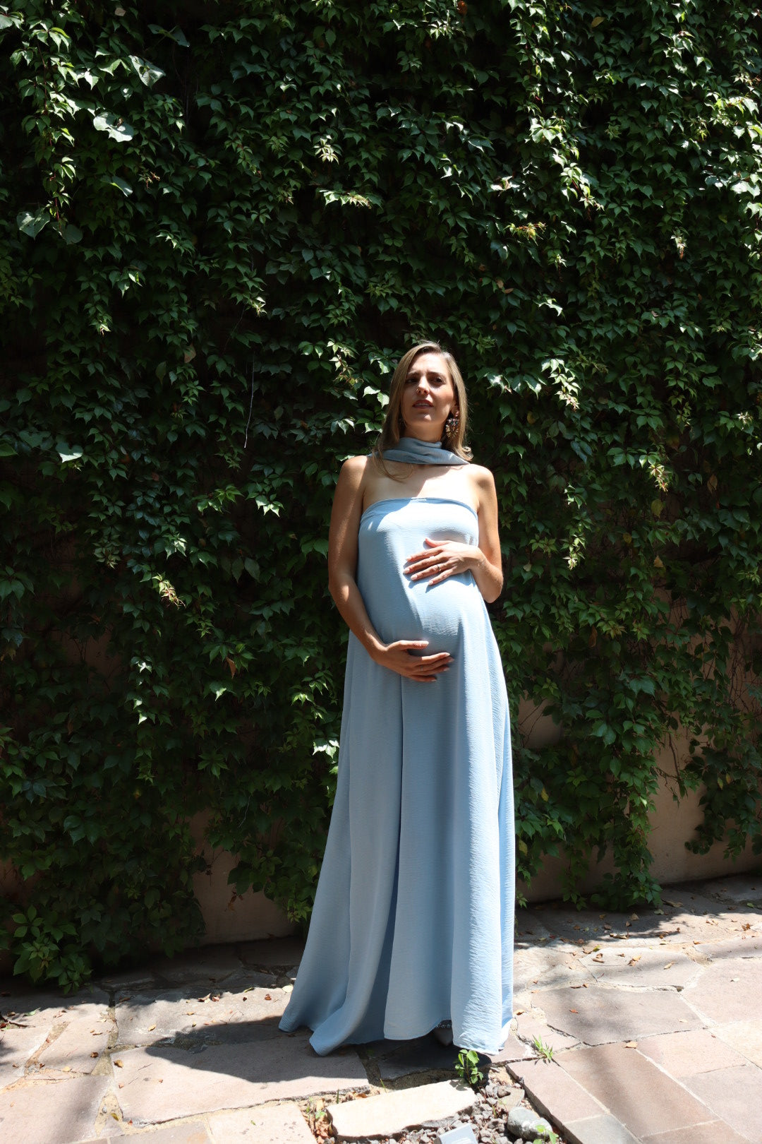 Vestido de Maternidad, Adela azul cielo jaspe