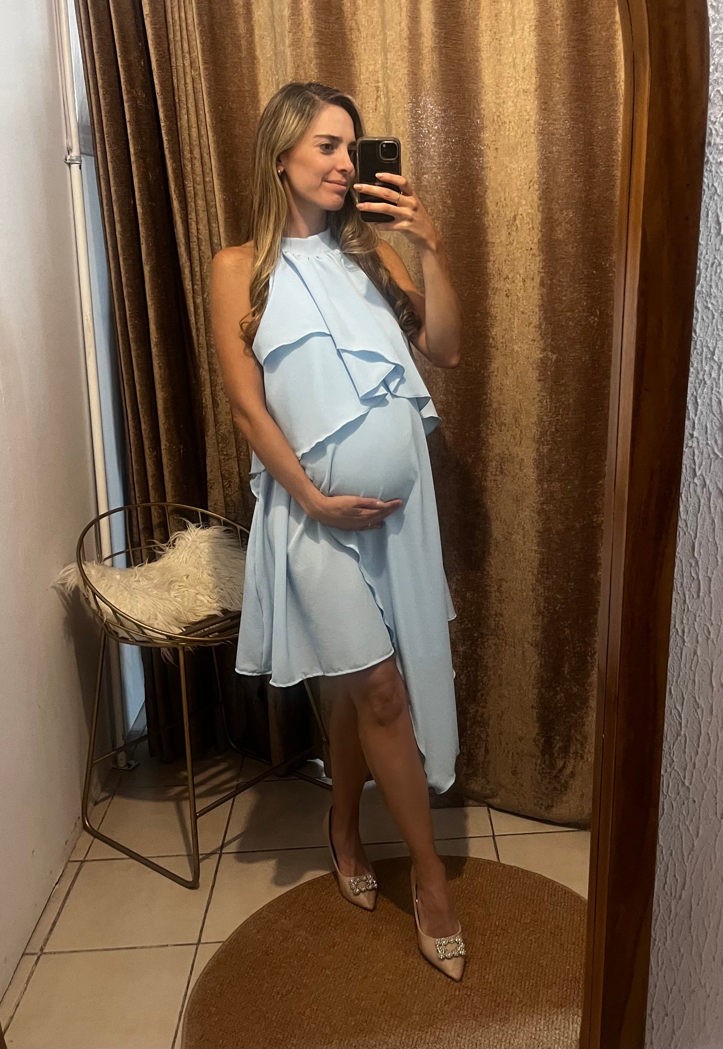 Vestido de maternidad y lactancia Ariel, azul Madrid cielo