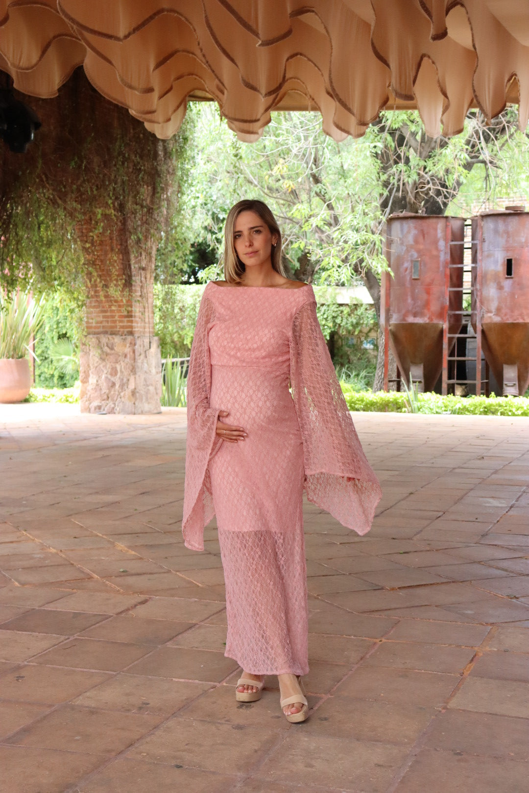 Vestido de maternidad Almendra, Rosa encaje CH