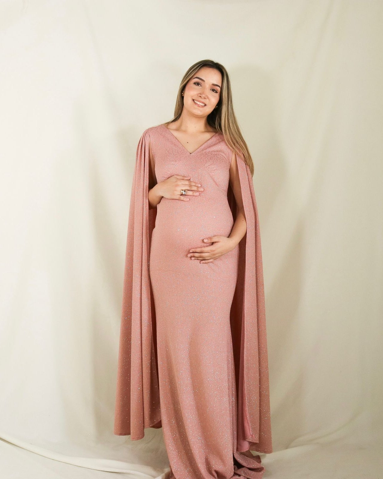 Vestido de maternidad Eliana, terracota brillos CH-M-G-XG