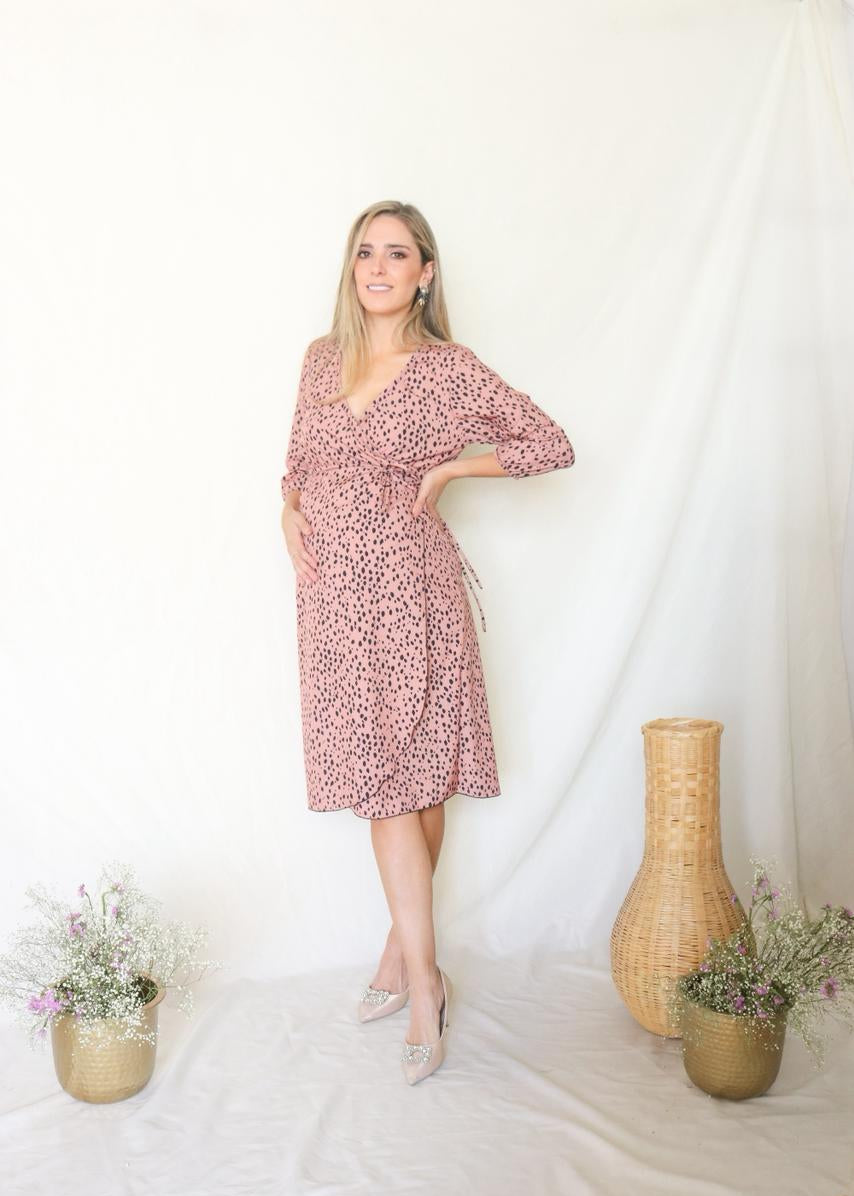 Barbie pink Ursula maternity dress with ruffles