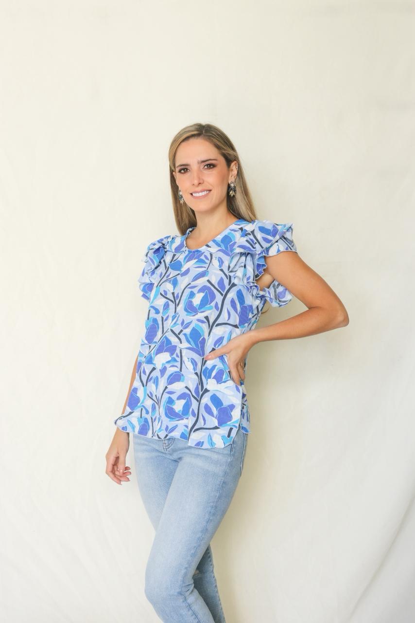 Blusa de lactancia, Diana mangas adri azul tallos,