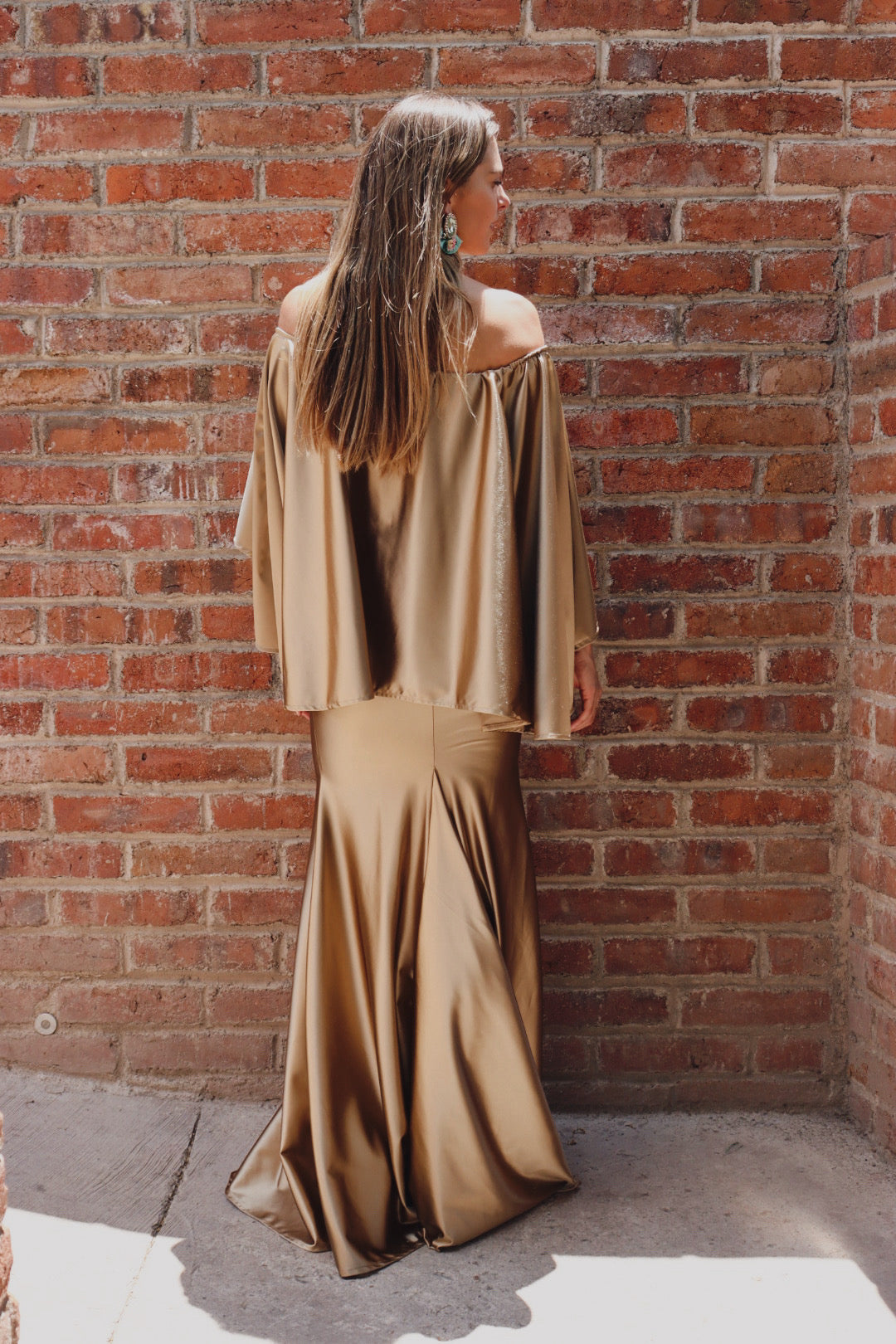 Vestido de maternidad Amparo, dorado licra satin (CH)