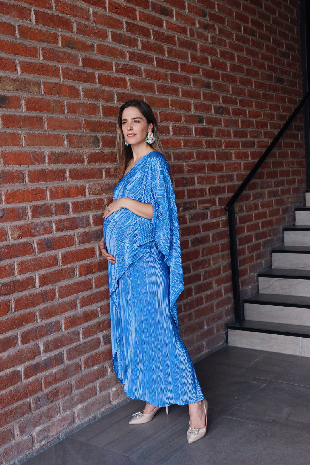 Vestido de maternidad Ilya azul rayas