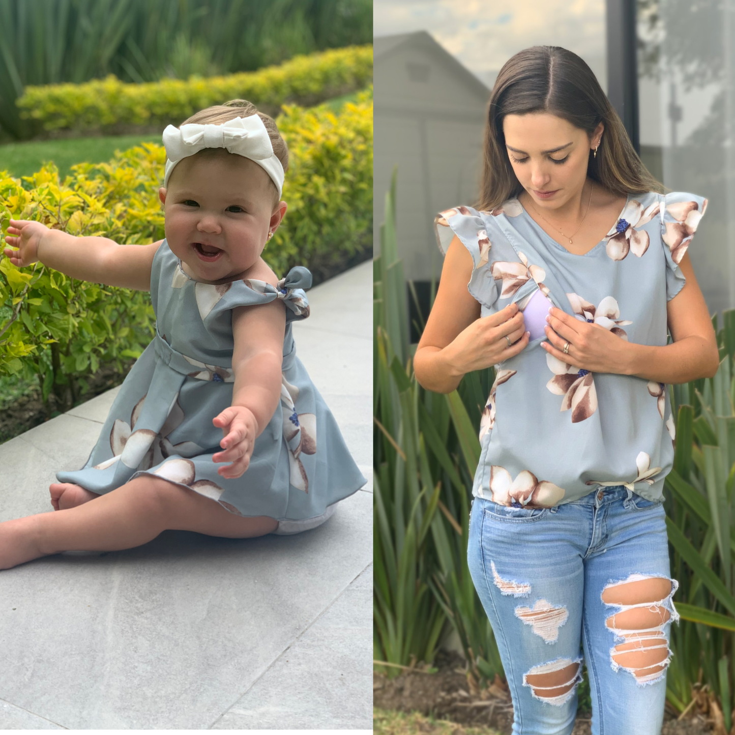 Nursing blouse, Andy gray flowers