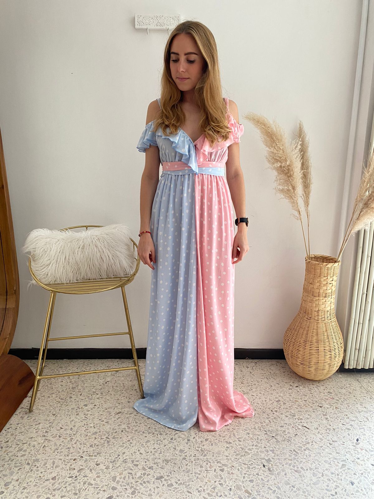 Dayana Dress, Gender Reveal Dots – Hello Mom
