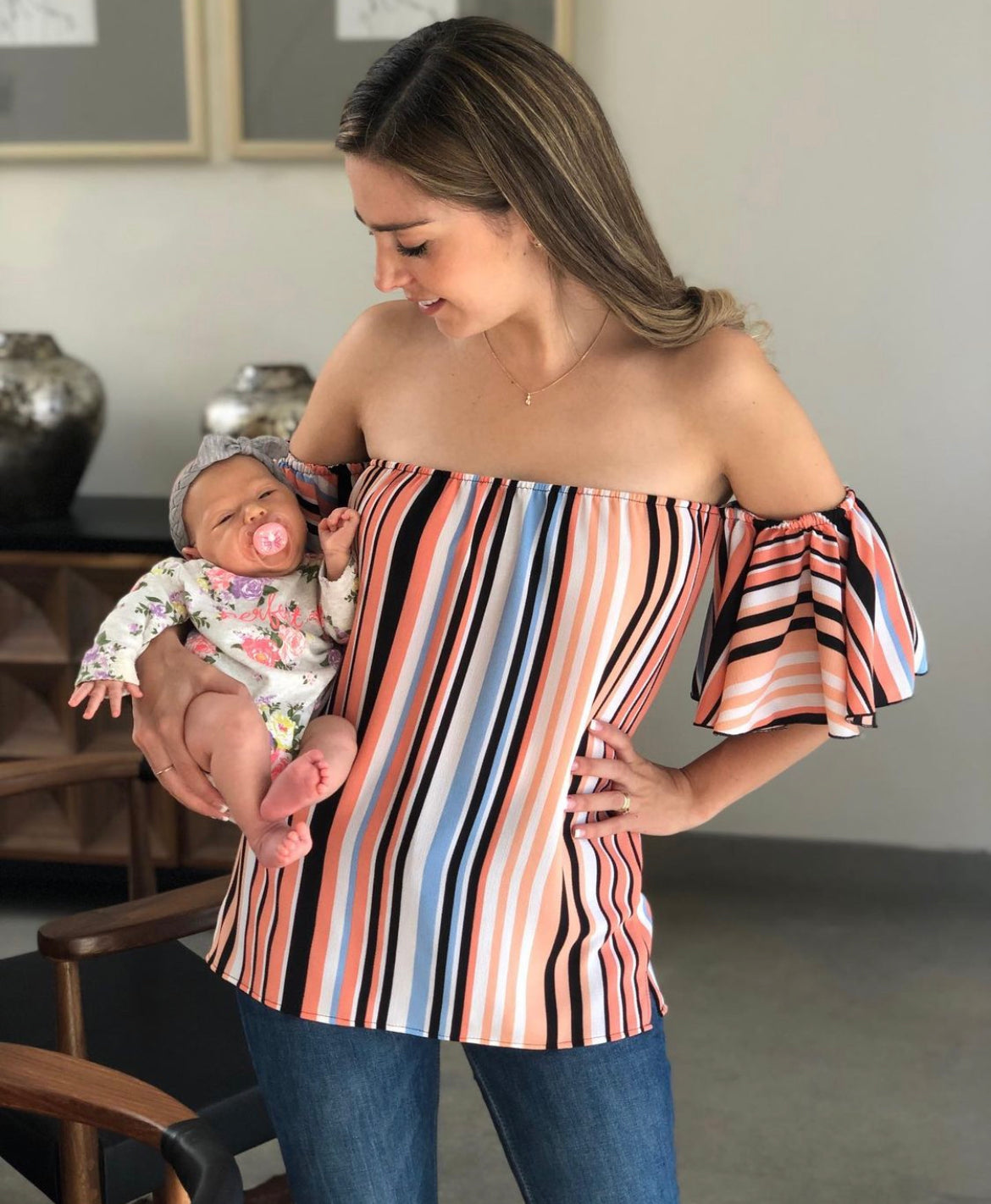 Nursing Blouse, Aniela Striped colors