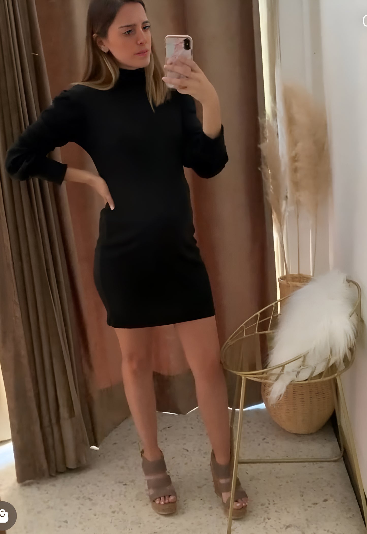 Maternity dress, black turtleneck