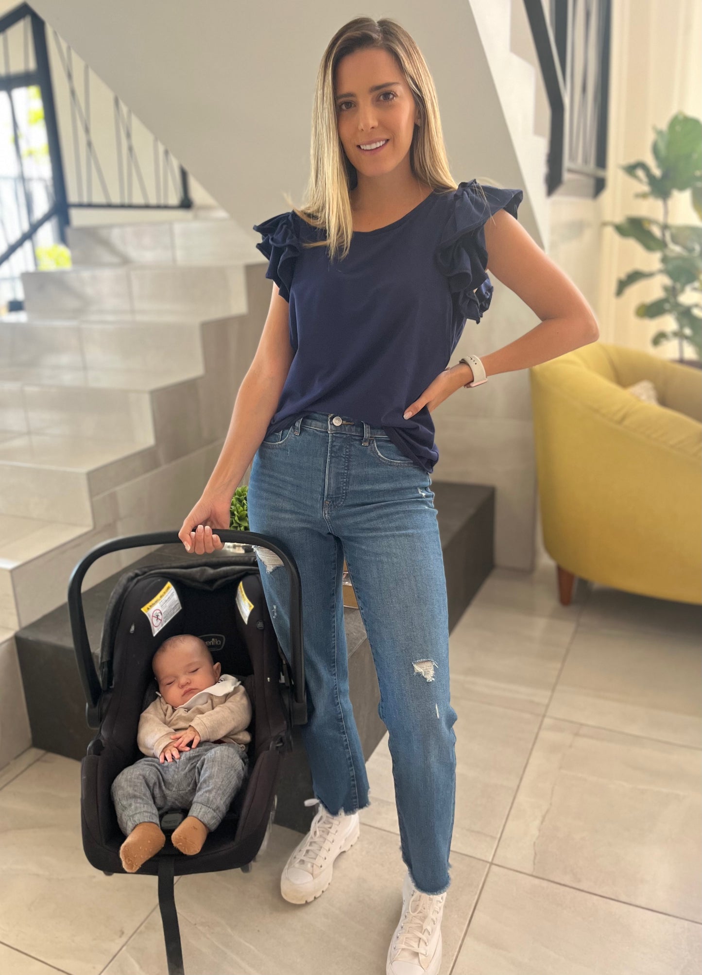 Nursing blouse, Adri navy blue cotton