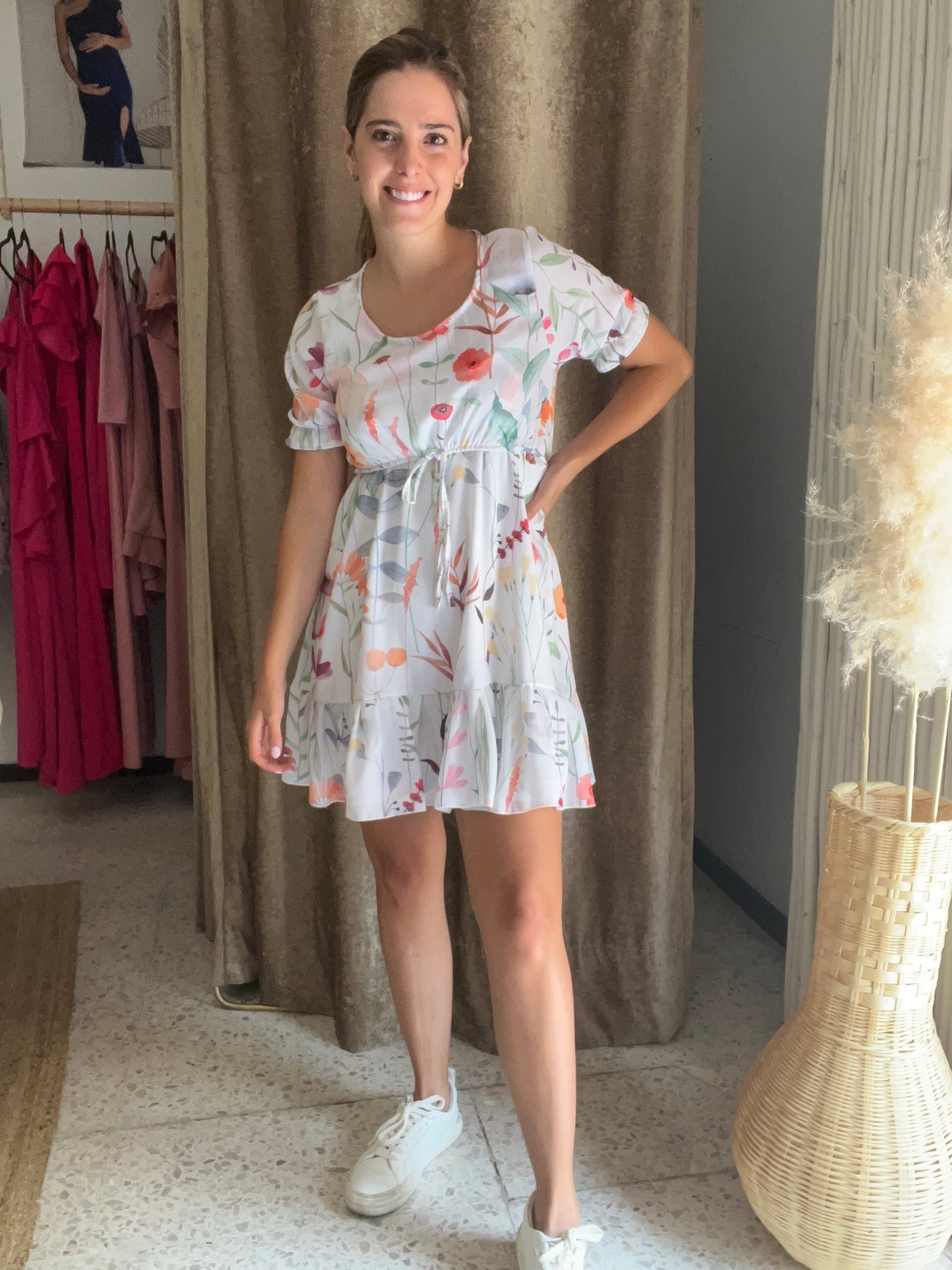 Nursing dress, Hanna pastel flowers