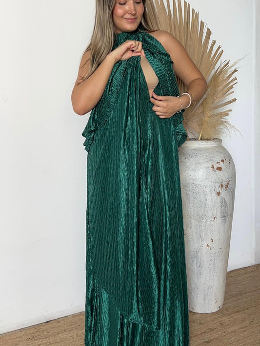 Vestido Ariel de maternidad y lactancia aqua corrugado