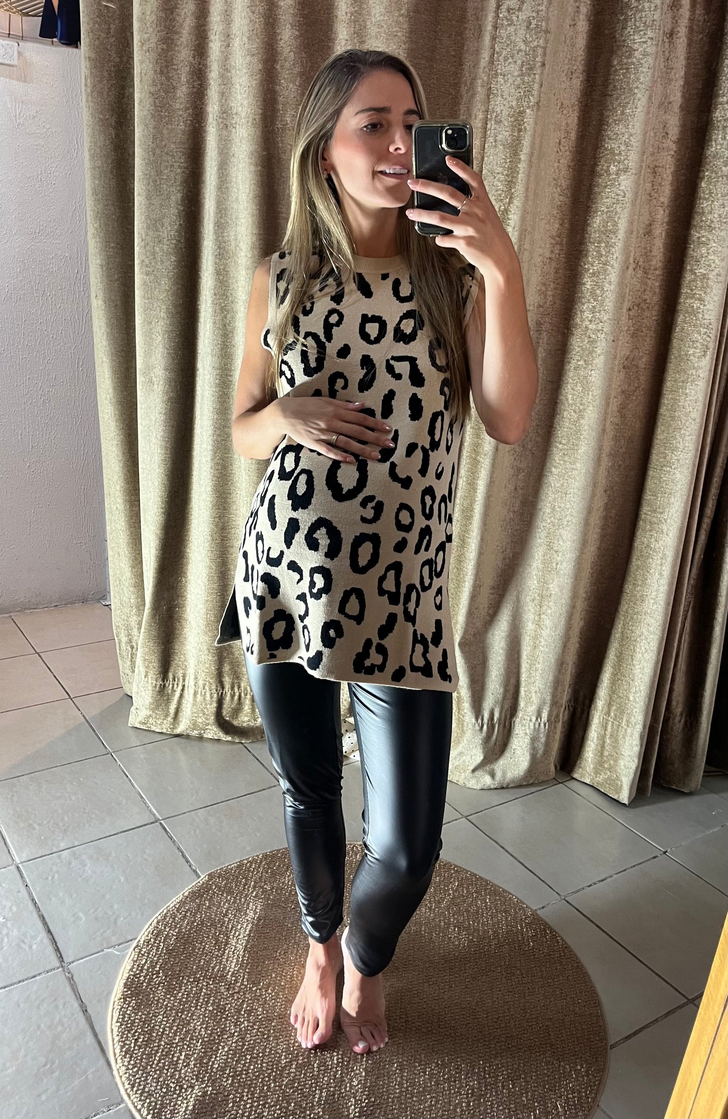 Blusa/sueter de maternidad, negro con beige
