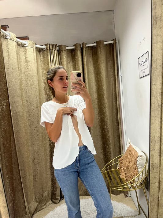 Blusa de lactancia, Diana mangas cortas Blanca