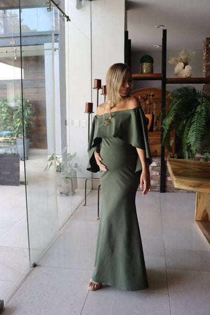 Vestido de maternidad Amparo, verde olivo Ponti Roma