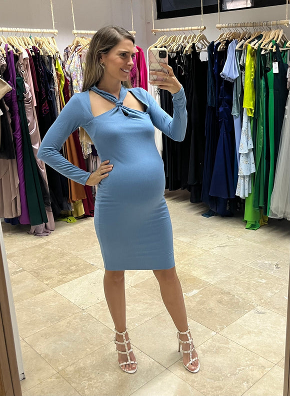 Vestido de maternidad, Teresa azul rayitas CH