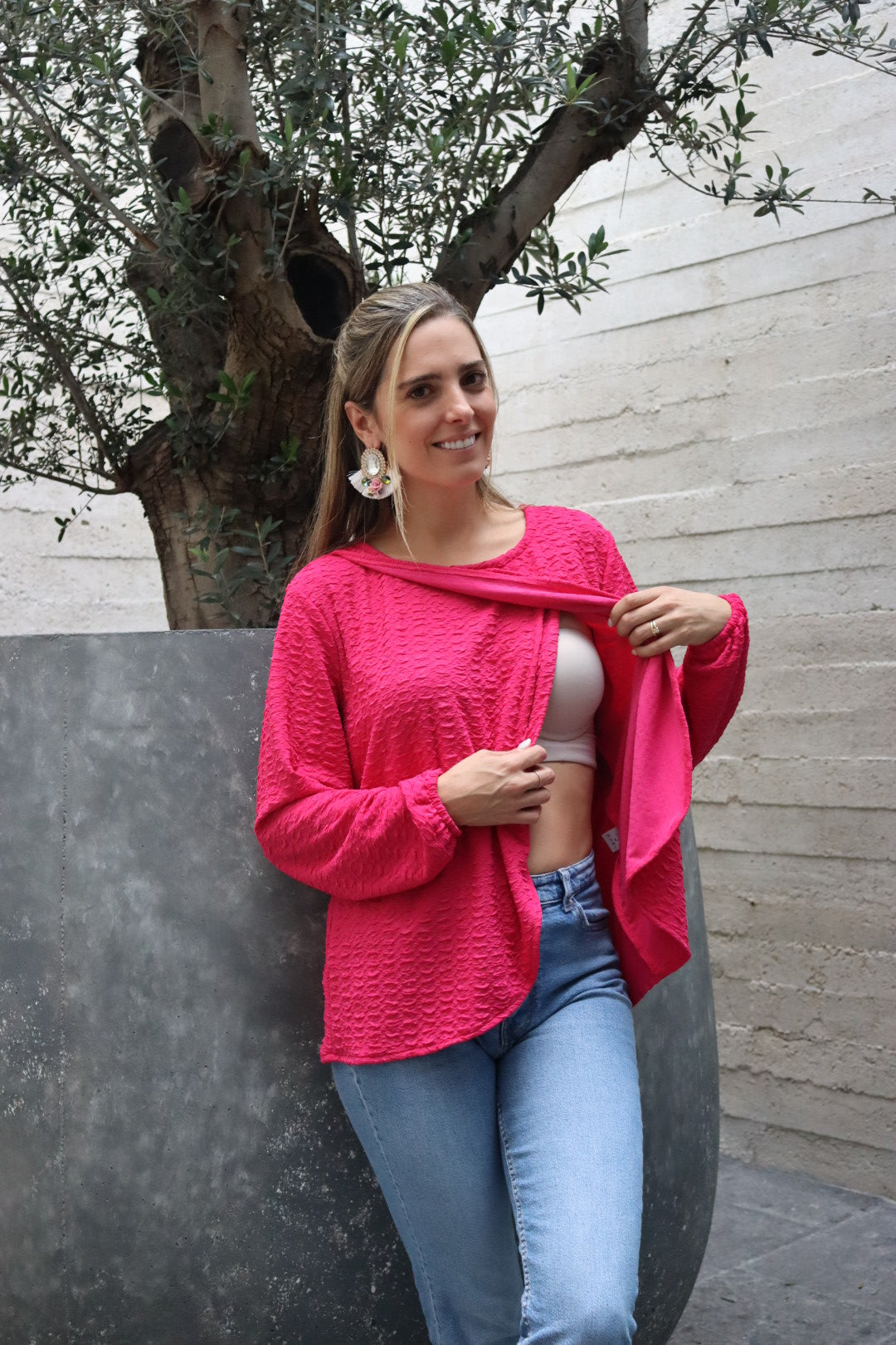 Blusa de lactancia, Diana rosa barbie textura