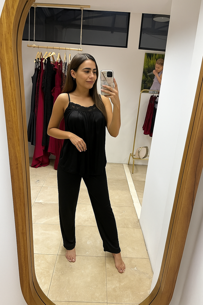 Pijama Conjunto de maternidad y lactancia negra