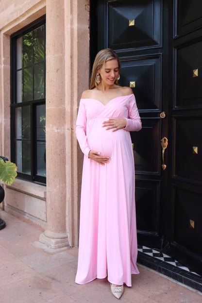 Vestido de maternidad sesión Alberta rosa pastel licra