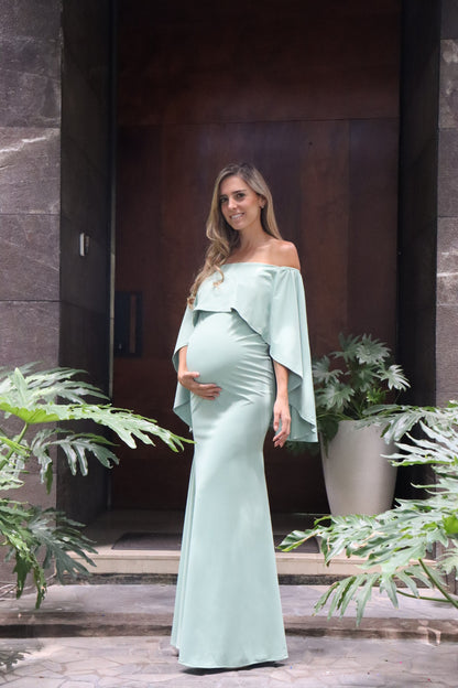 Vestido de maternidad Amparo, verde claro licra