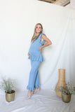 Conjunto de maternidad Imelda, azul rayitas