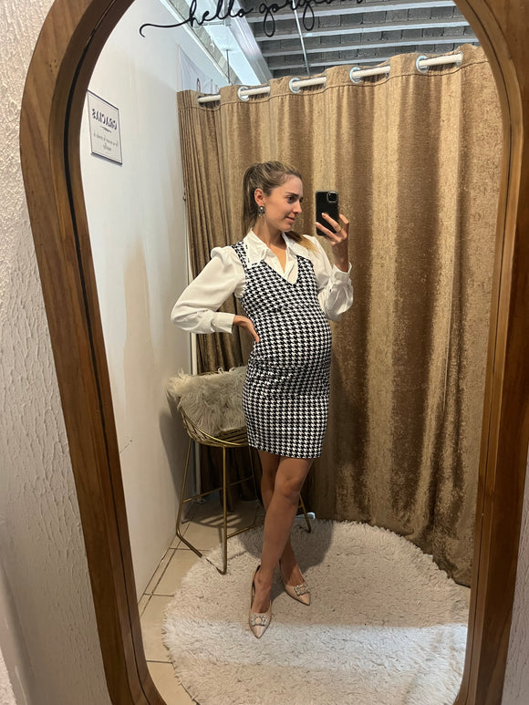 Vestido de maternidad blanco y negro CH