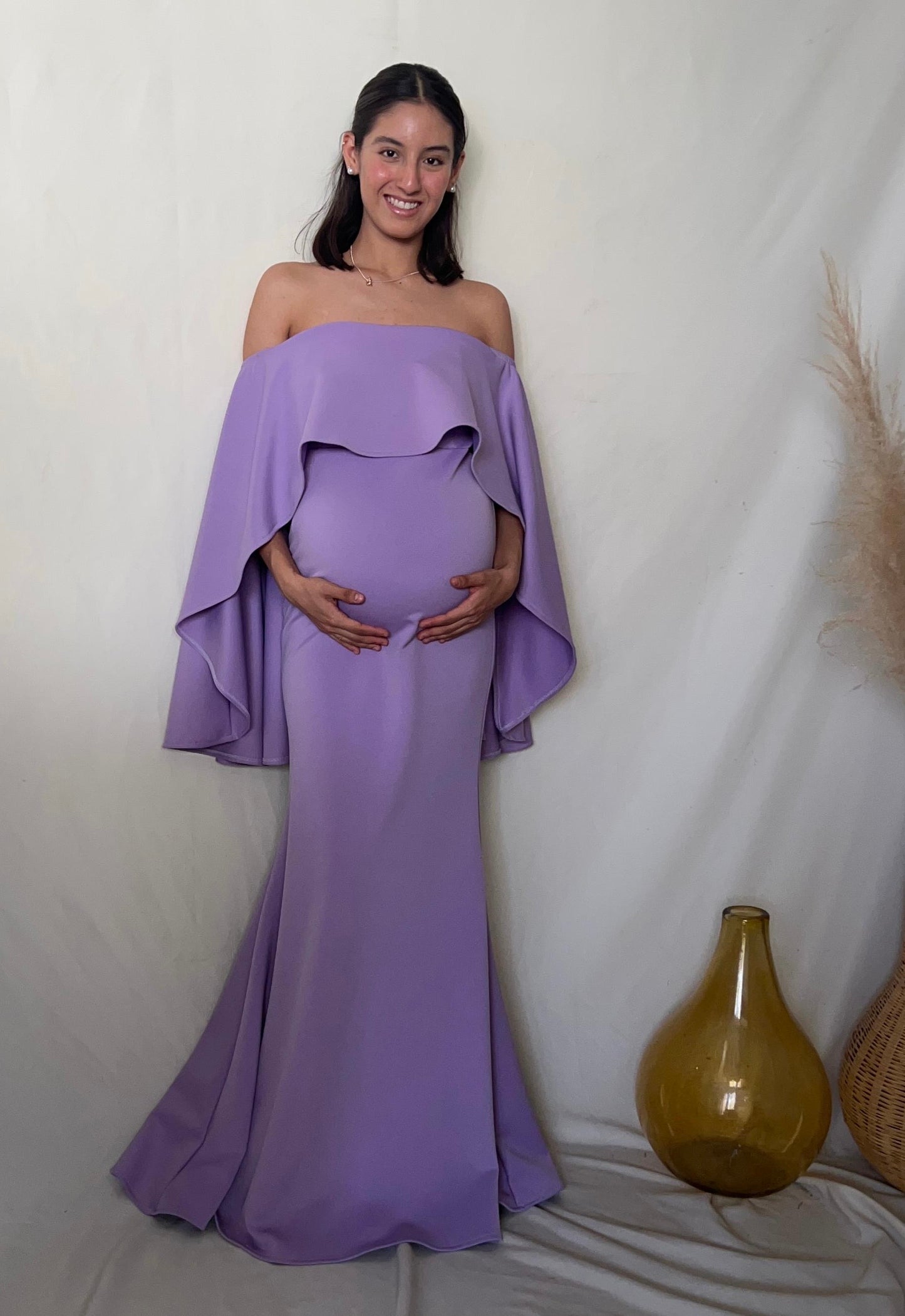 Vestido de maternidad Amparo, lila neopreno