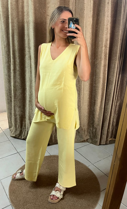 Conjunto de maternidad amarillo, cárdigan