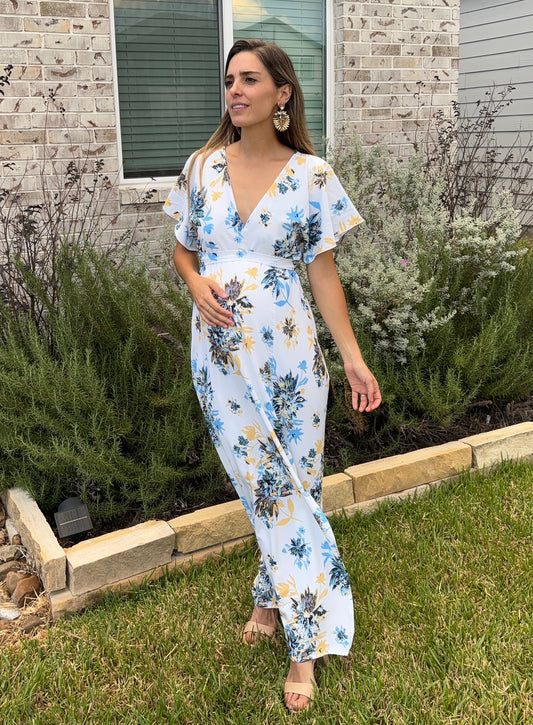 Vestido de maternidad, Love florecitas amarilla con azul