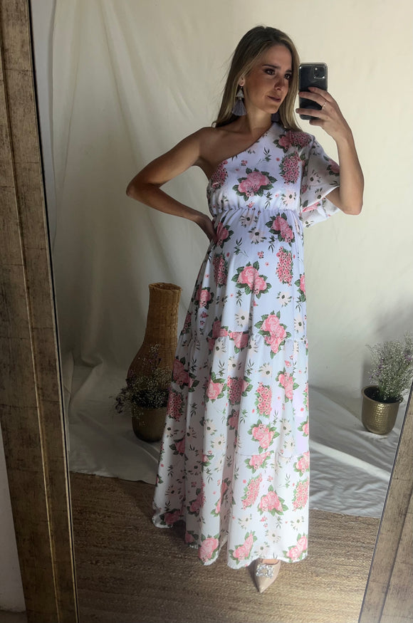 Vestido de maternidad, Patty blanco flores rosas