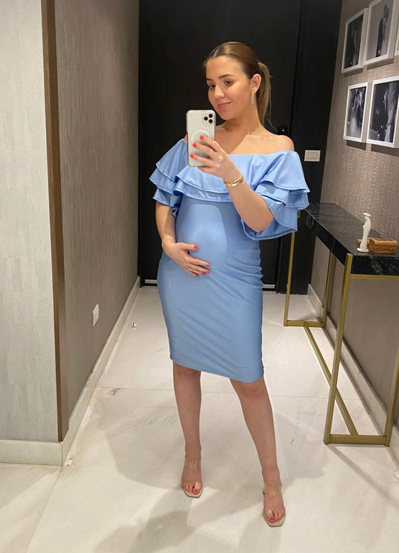 Maternity dress, Alejandra shiny blue