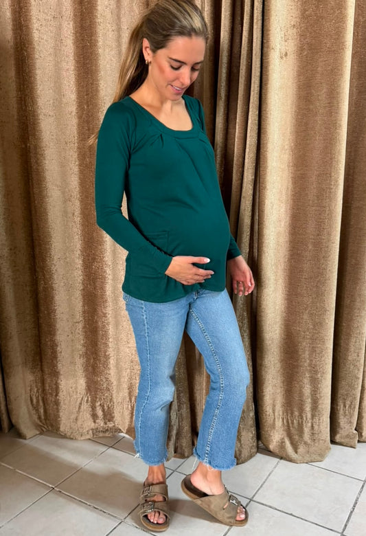 Blusa maternidad verde oscura