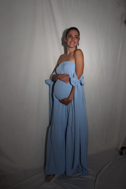 Vestido de maternidad Kalisi azul jaspe  (CH)
