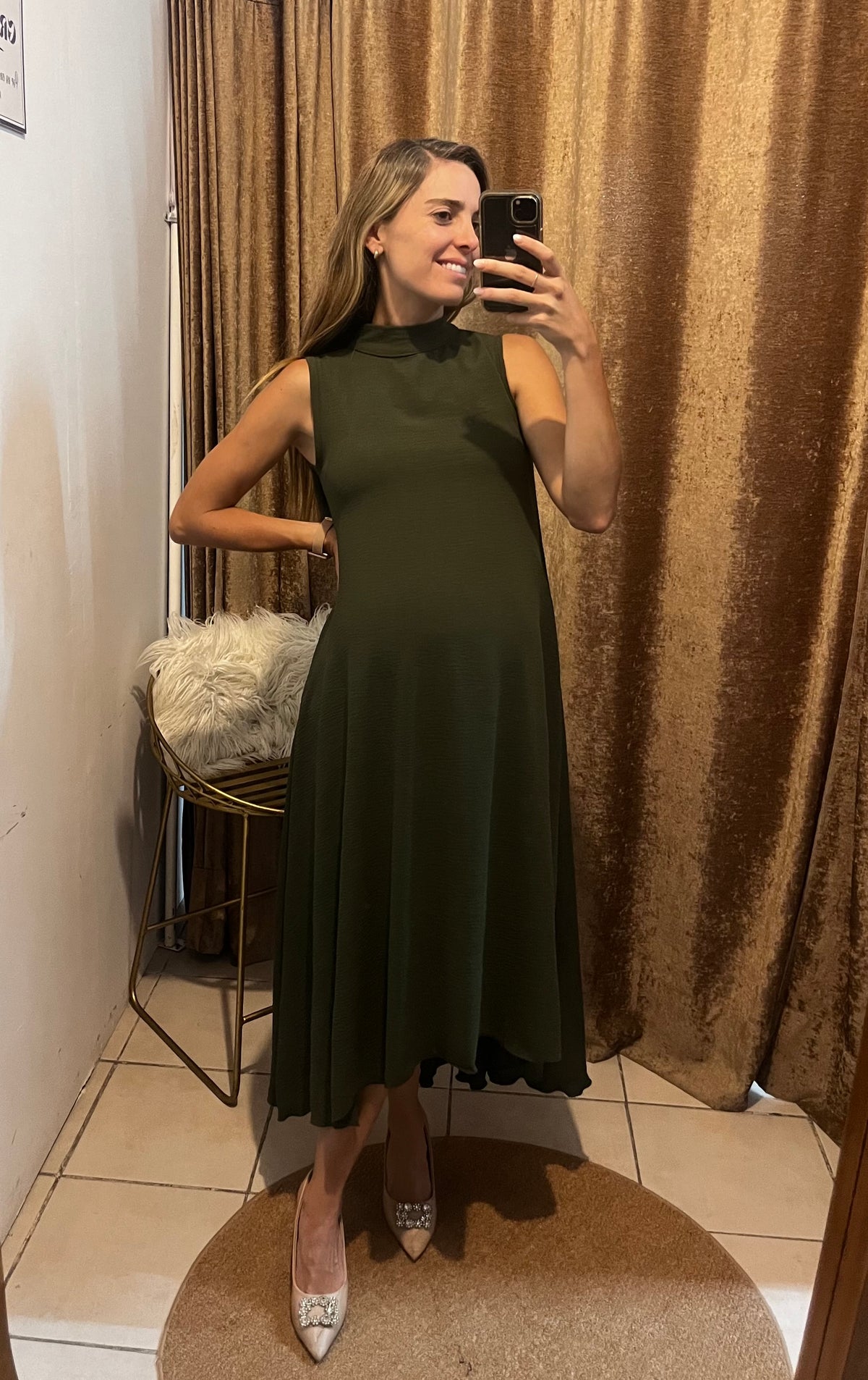 Vestido de maternidad Sonia, verde olivo Cey