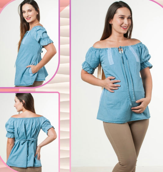 Blusa de maternidad, mezclilla detalle