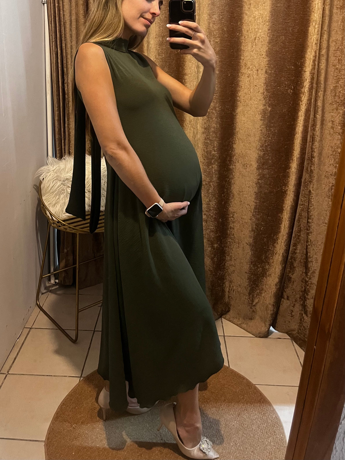 Vestido de maternidad Sonia, verde olivo Cey