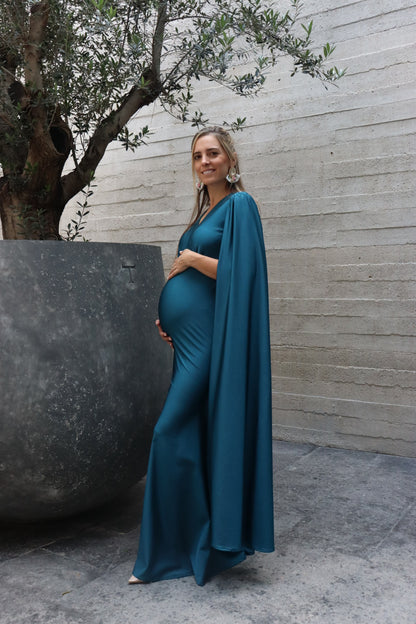 Vestido de maternidad Eliana, azul petróleo