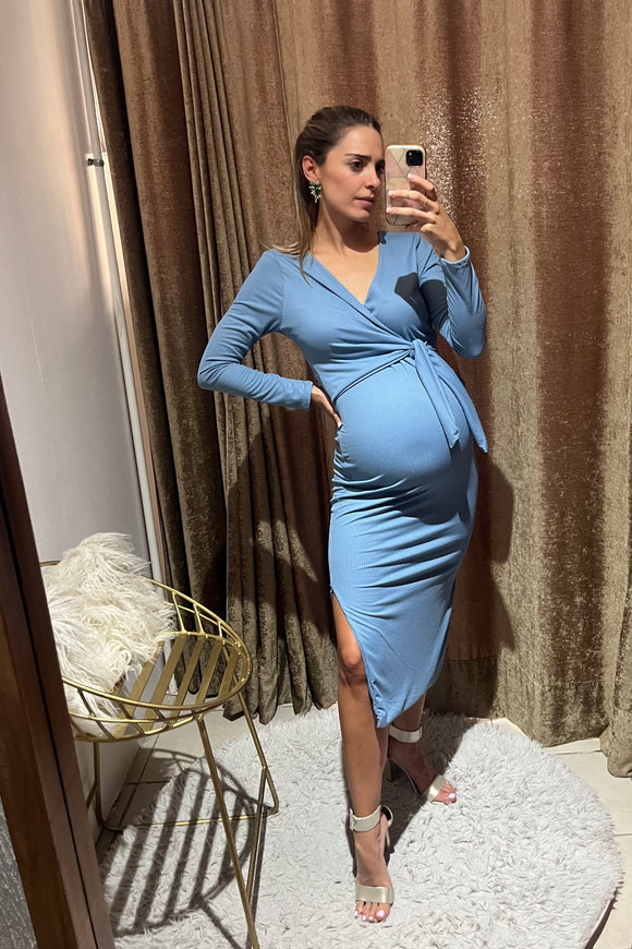 Vestido de maternidad, Aitana azul rayitas
