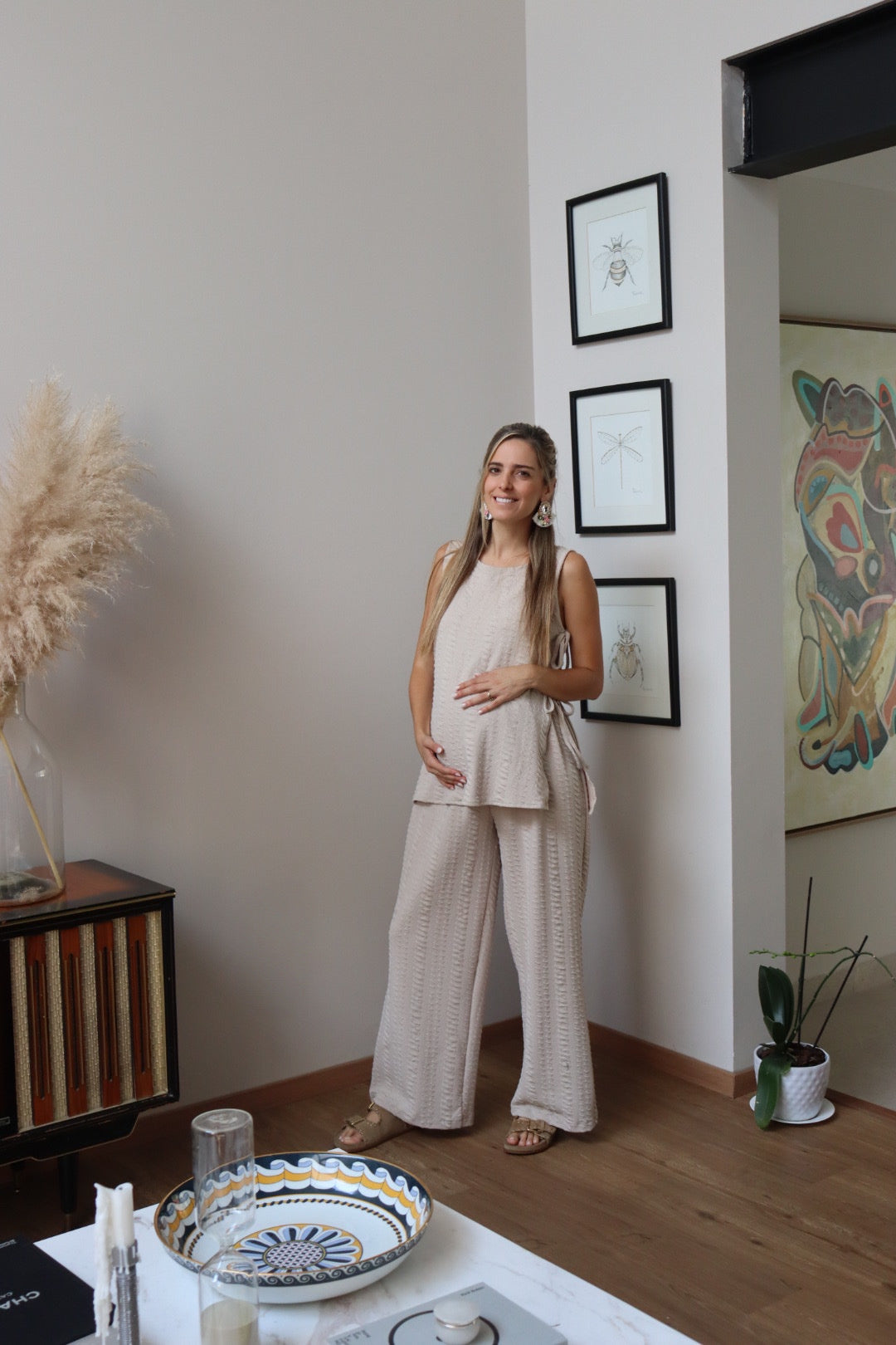 Conjunto de maternidad Lorena , beige carrara