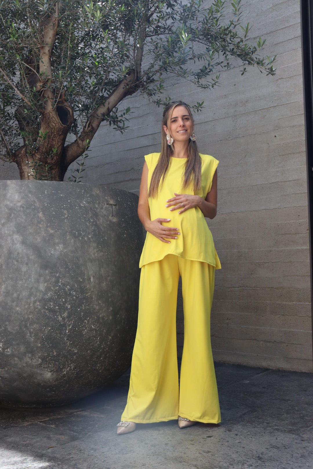 Conjunto de maternidad Cinthya, licra amarillo