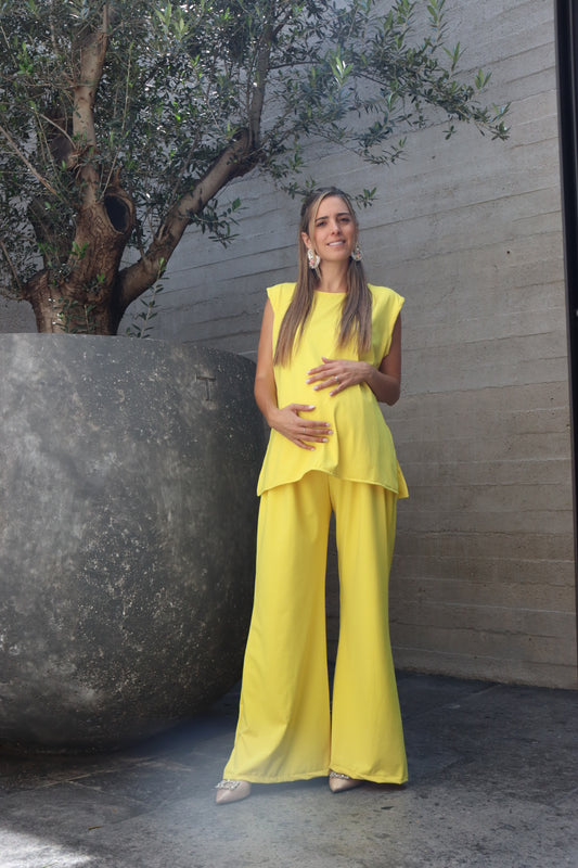 Conjunto de maternidad Cinthya, licra amarillo
