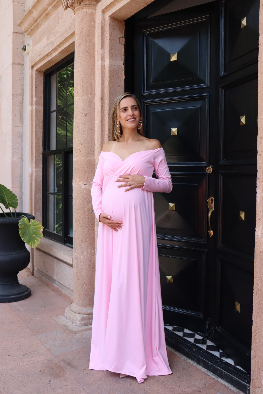 Vestido de maternidad sesión Alberta rosa pastel licra