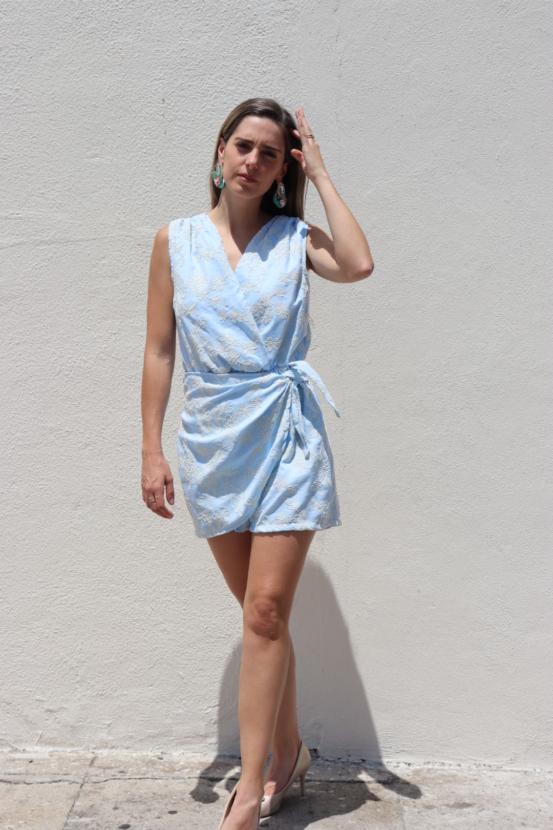 Vestido/short lactancia Ivette azul  encaje CH