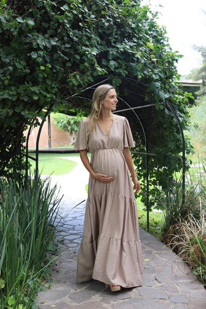 Vestido de maternidad Sofia Dalia beige
