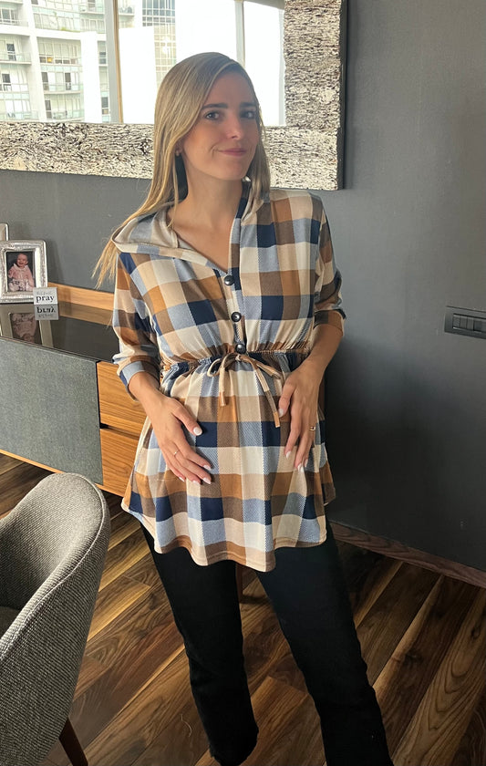 Blusa de Maternidad Unitalla cuadros