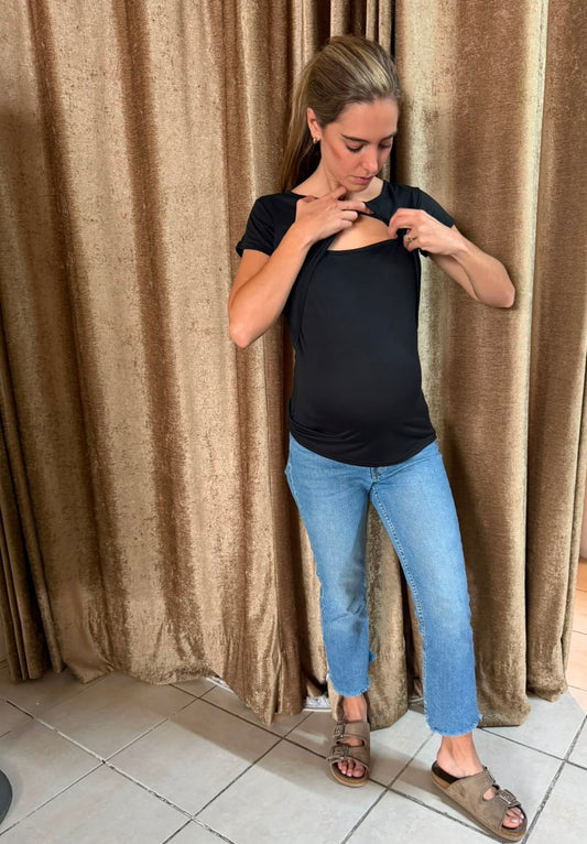 Blusa de maternidad y lactancia negro brush