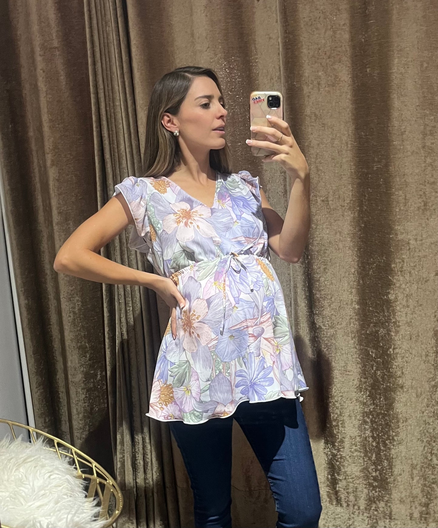 Blusa de maternidad, Andrea morada flores